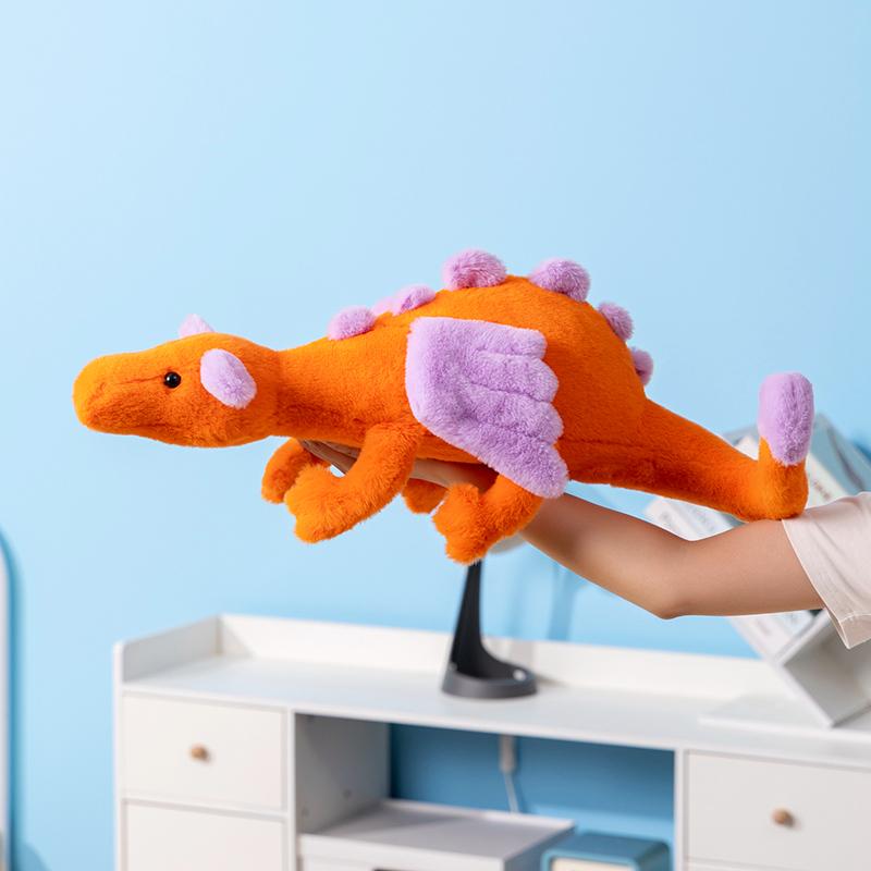 60cm Cartoon Hot Flying Dragon Plush Toy with Wings Blue Orange Long Dragon Plush Toy Pillow Gift for Boy and Girl Bedroom Decor
