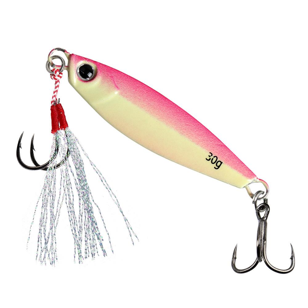 

Long Casting Luminous Iron Plate JIG 7g-30g with Double Hook Sea Fishing Lure Bait Mackerel Floating Shore Casting Tool 7g