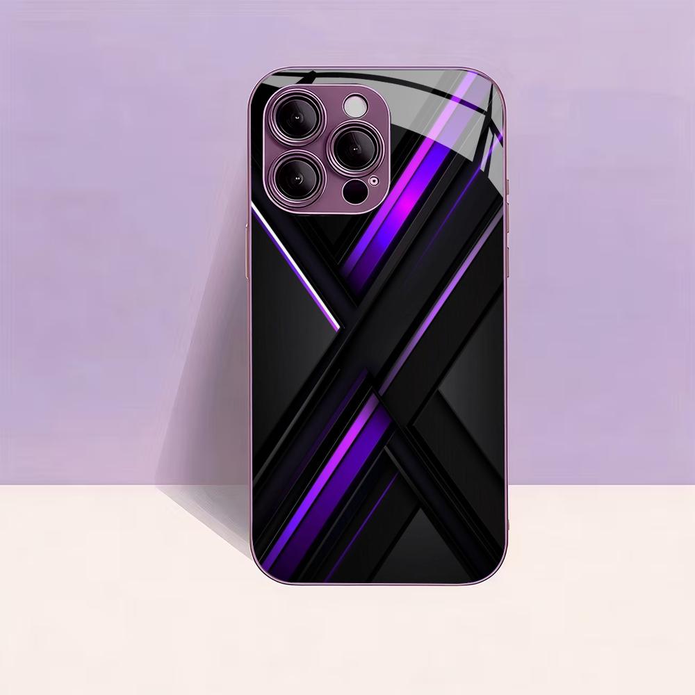 Electroplated Silver Tempered Glass Phone Case for iPhone Case for 11/12/13/14/15/16/17 Pro MAX