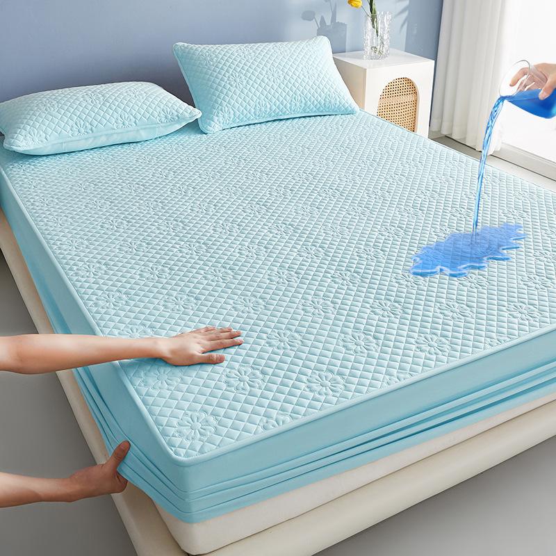 Bedclothes 3-piece Set Water Washed Cotton Waterproof Bedsheet Soft and Breathable Fitted Sheet  Mattress Protector Cover Not Fading Not Deforming