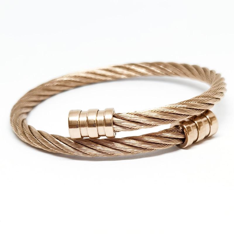 Men's European & American Style Stainless Steel Bracelet: Silver, Gold, Rose, Black Punk Braided with Square & Round Heads