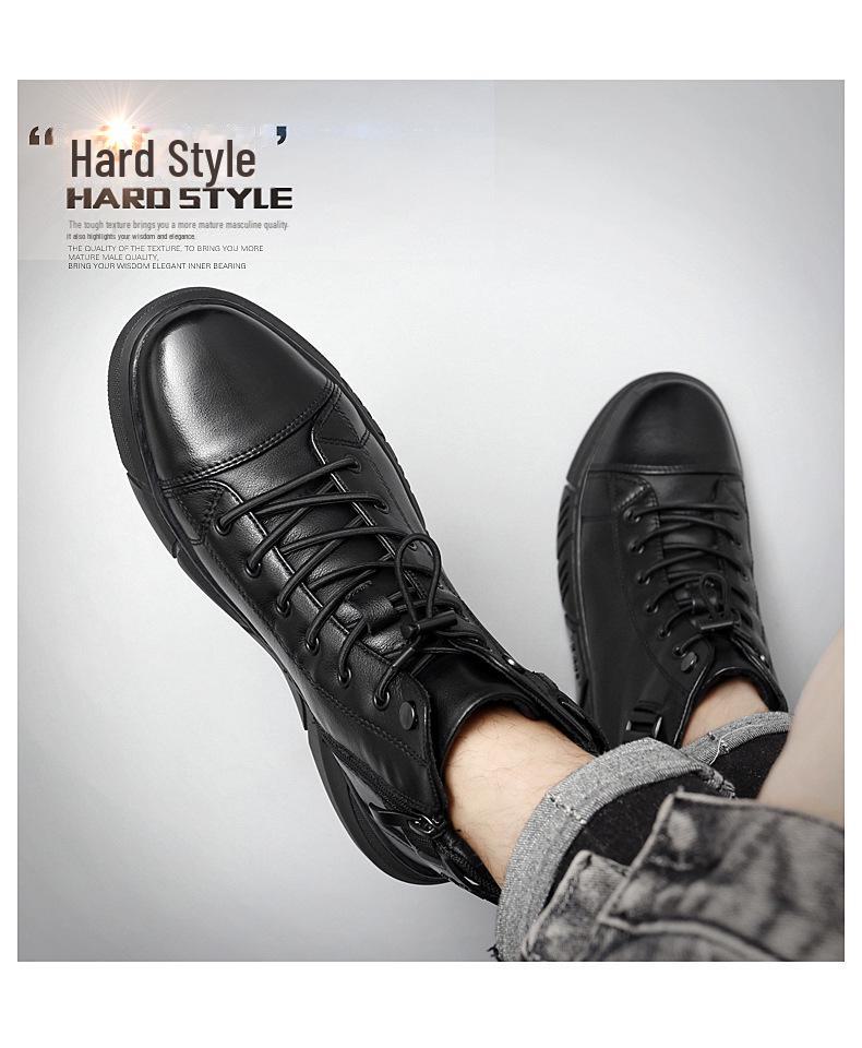 2023 Chelsea Martin Men's Warm Velvet High Top Casual British Leather Boots
