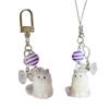Plush Resin Cat Keychain Lovely Animal Mobile Phone Strap Lightweight Stylish Accessory For Bags Or Keys