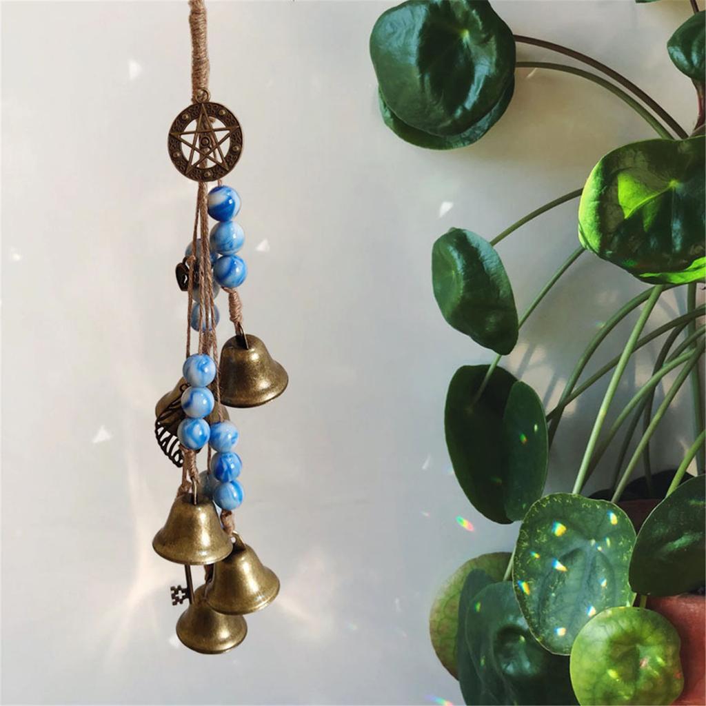 Witch Bells Protection Door Hangers Handmade Hanging Witch Bells Wiccan Magic Wind Chimes for Doorknob Witchcraft Decor