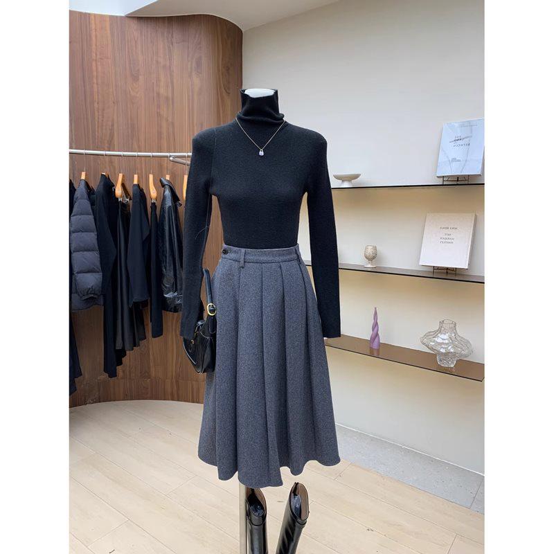 

Женский облегающий вязаный свитер с высоким воротом в корейском стиле - Простой базовый топ с высоким воротом для начала весны Large