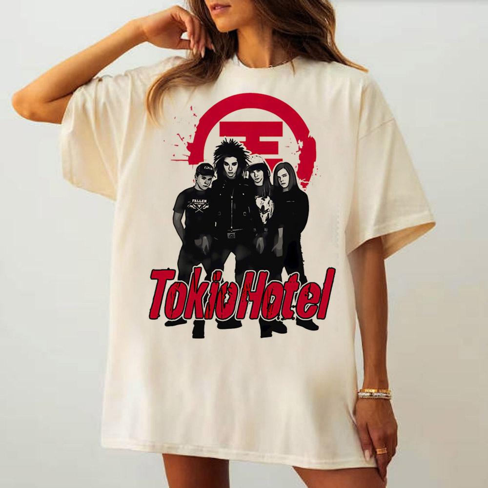 Tokio Hotel Women korean clothes Grunge Pop Culture aesthetic top tees graphic anime Pop Culture streetwear Graphic Psychedelic S