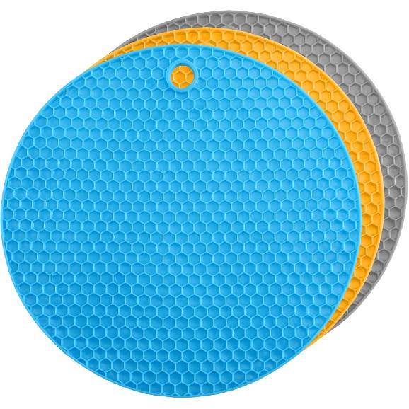 3Pcs Rubber Jar Opener,Round Large Jar Opener Gripper Pad Kitchen Non-Slip Coasters for Weak Hands,6.7x6.7Inch(Gray,Blue,Orange)