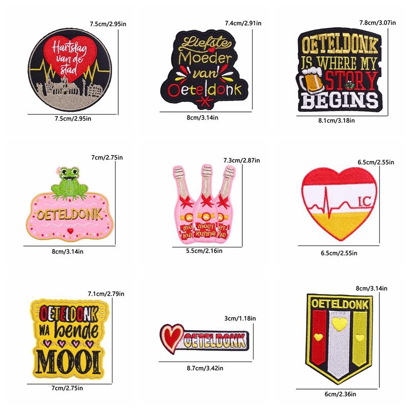 10pcs /Lots Netherland Oeteldonk Emblem Full Embroidered Patches Carnival For Netherland Patch Iron On Patches For Clothing Diy 