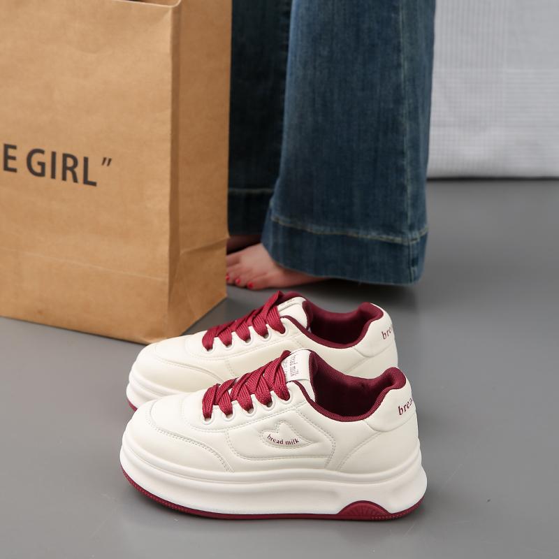 CRLAYDK Classic Women's Sneakers Casual Skateboard Walking Shoes Platform Ladies PU Leather White Height Increase Tennis