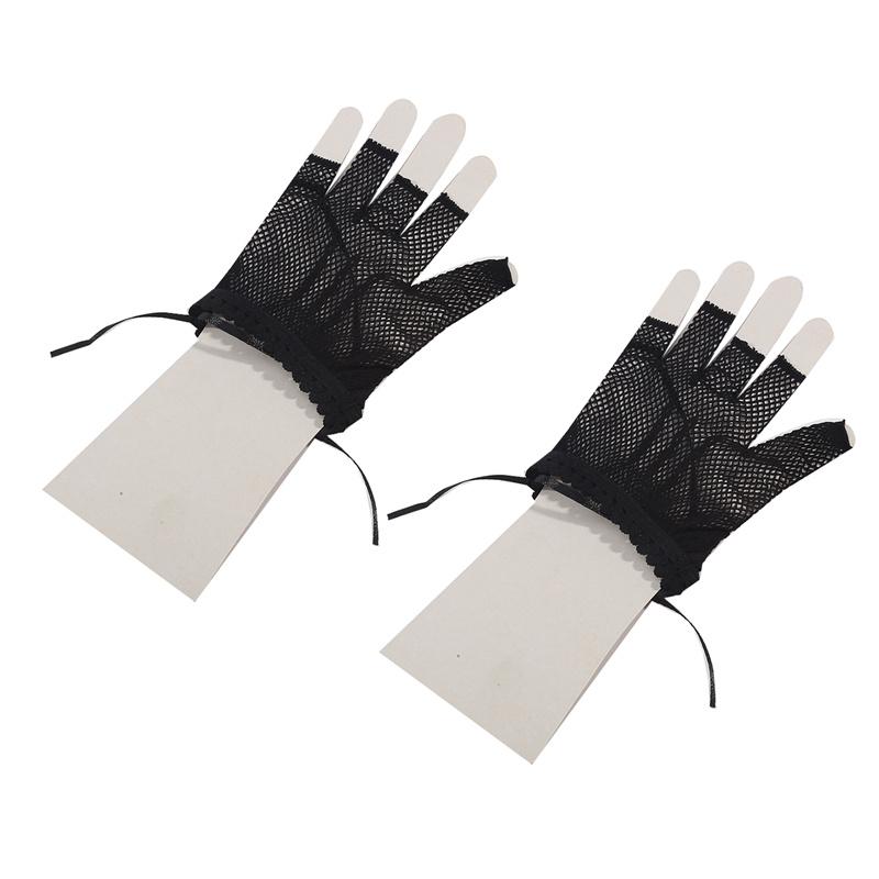 Fashion Women's Mesh Lace Gloves Dancing Party Half Finger Skeleton Gloves Halloween Short Gloves
