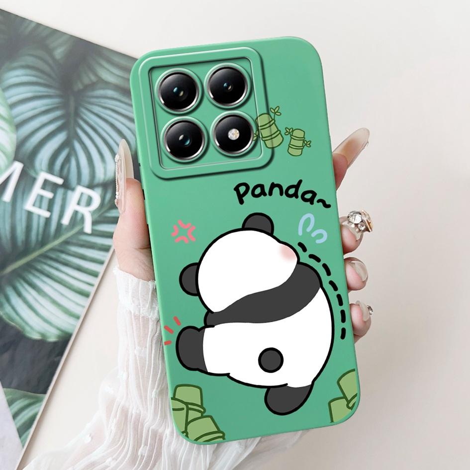 Für Xiaomi 14T Hülle 14T Pro Cover Süßer Cartoon-Panda Weiches Flüssigsilikon Stoßfest Funda Für Xiaomi 14T Pro Mi14TPro 5G Hülle