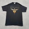 Bon Jovi T-Shirt Herren Groß Schwarz 2011 Tour Grafik Rockband Kurzarm