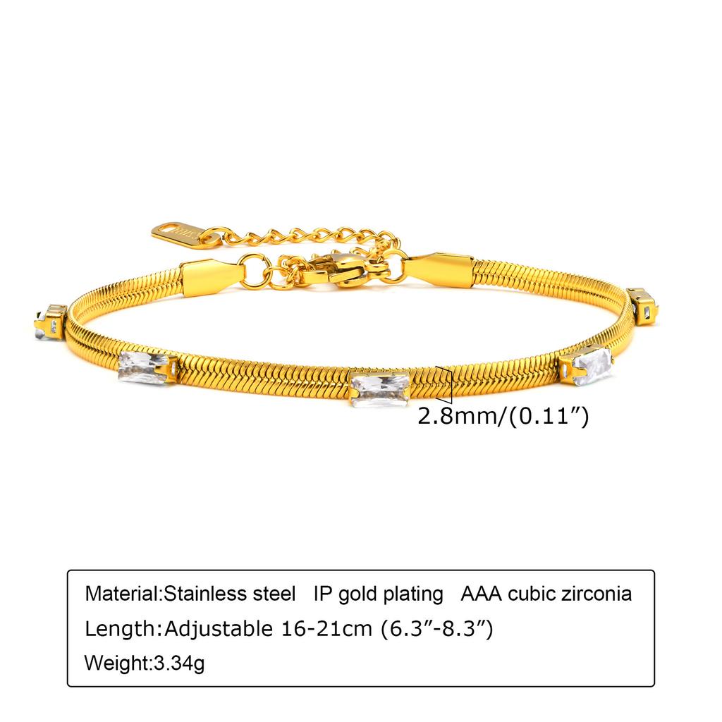 Charms Tennis Bracelet for Women, Cubic Zirconia Chain Bracelet Adjustable,Stainless Steel Miami Link CZ Bangle Gift
