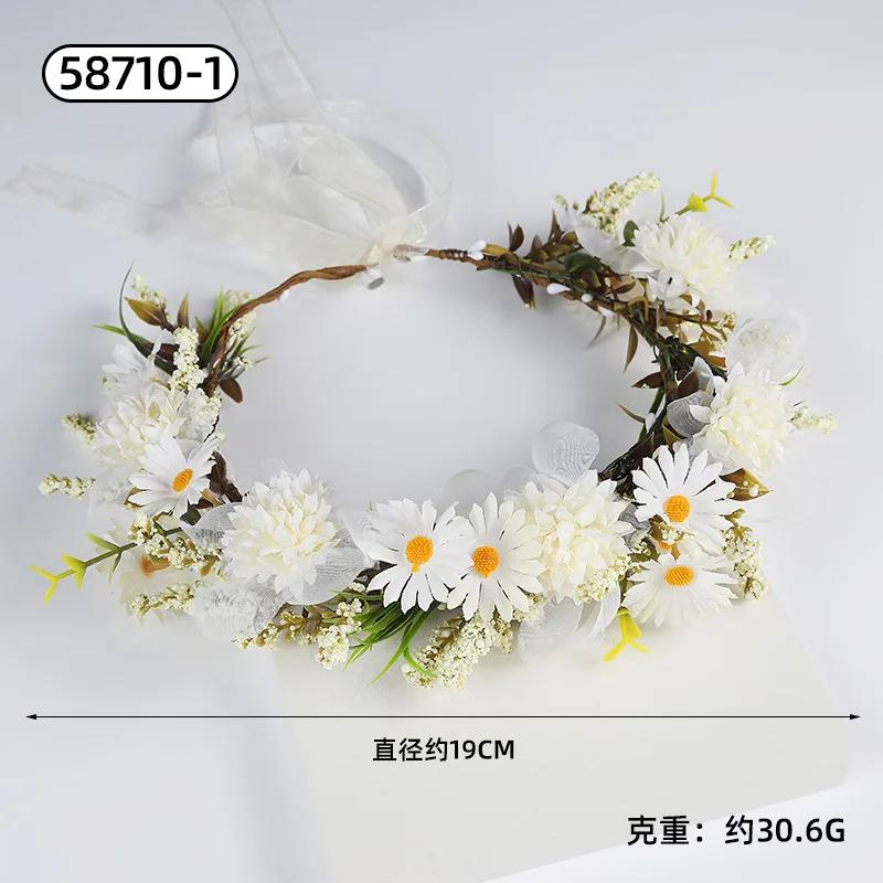 

Girl Flower Wreaths Garland Crown Wedding Baroque Hairband Hair Flower Crown Bridal Headband Fairy Princess Hair Tiaras Diadem