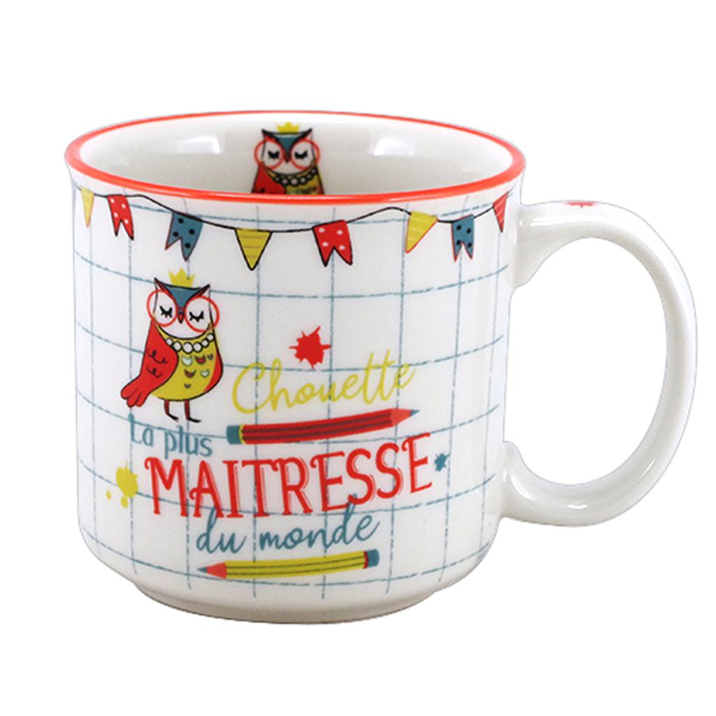 Les Trésors De Lily [R6757] - Hrnček timbale porcelán 'Maîtresse' (nejroztomilejší paní na světě) - Rozměr 86 x 84 mm (30 cl)