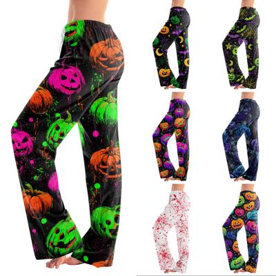 Women's Loose Fit Casual Halloween Print Lounge Pants Elastic Waistband Full Length Pajama Bottoms Comfortable Fit