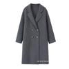 Women's Double-Faced Wool Double-Breasted Long Coat - Classic Suit