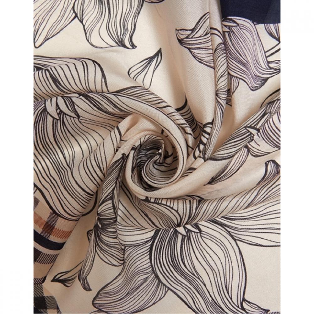 Daks Silk Scarf Navy Check Flower Diamond Dcsc3f351n2
