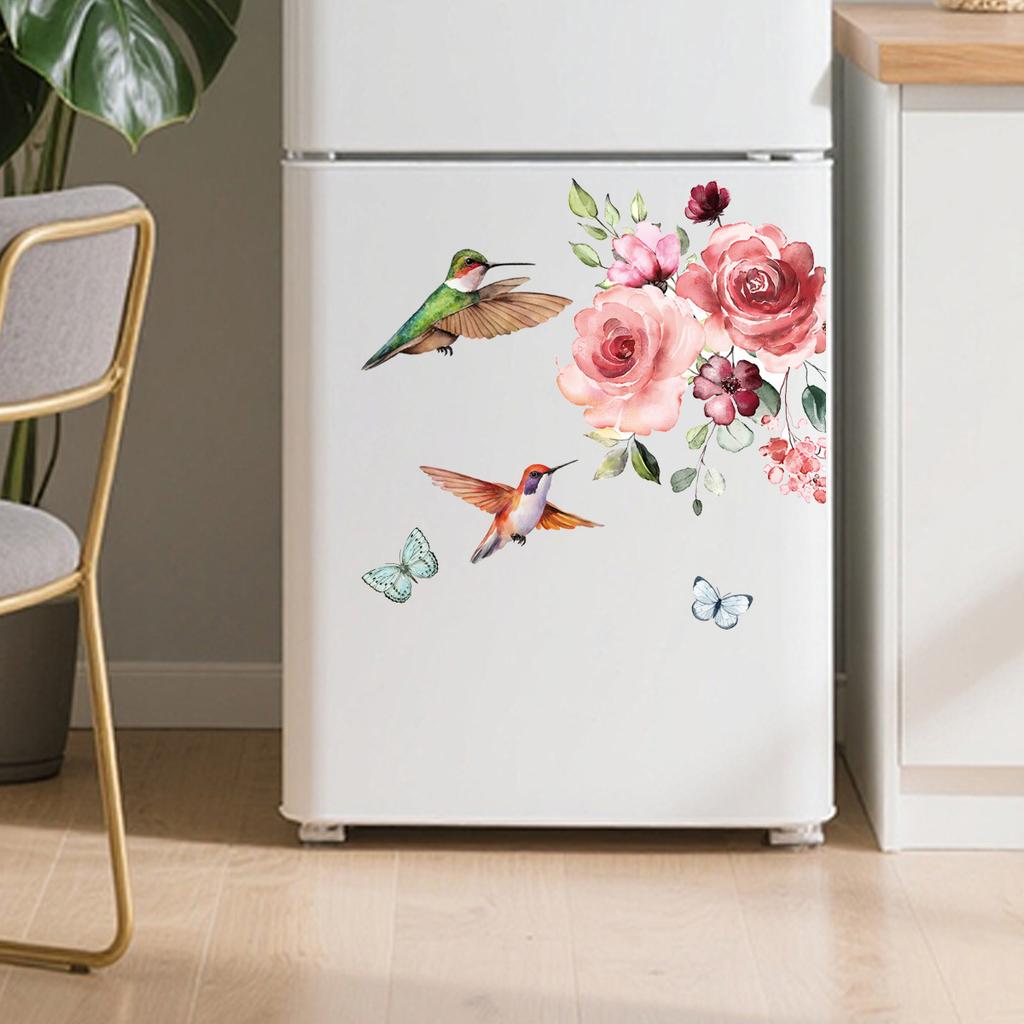 Butterfly Hummingbird Window Stickers for Bedroom Home Decor Glass Film Decals Translucent Privacy Window Cling Romantic Nature Theme