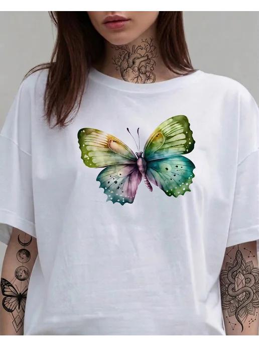 Butterfly T-shirt with a summer print S
