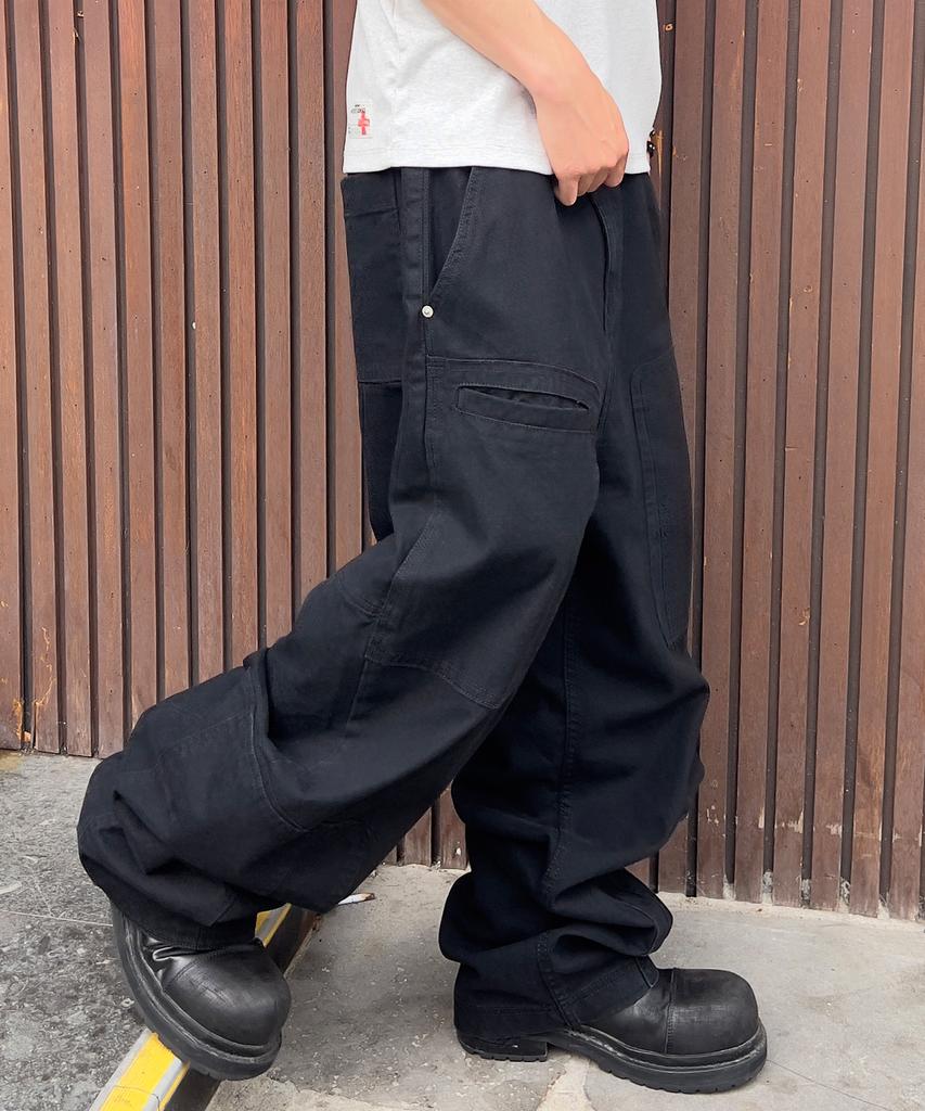 Gicheol Asym Vintage Cargo Pants (Washed Black)