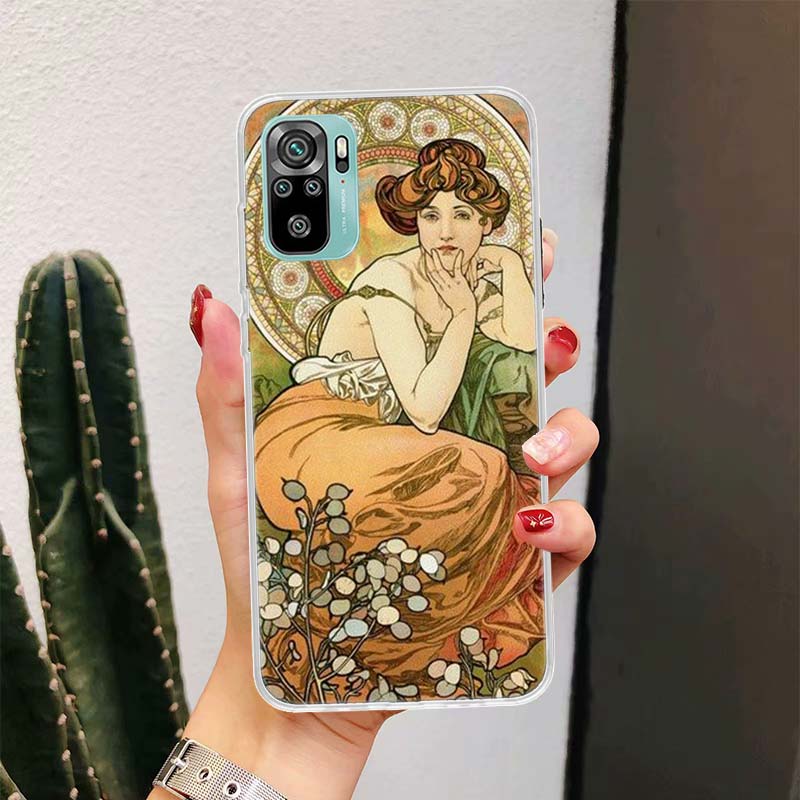 Alfons Mucha Primavera For Xiaomi Redmi Note 14 13 12 11 Pro Plus Phone Case 14S 12S 11S 11E 11T 10S 10 9S Fundas Cover Coque No