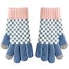 Neue Touchscreen Winter Warme Strickhandschuhe für Damen Karierte und Fleece Farbblock Wollhandschuhe