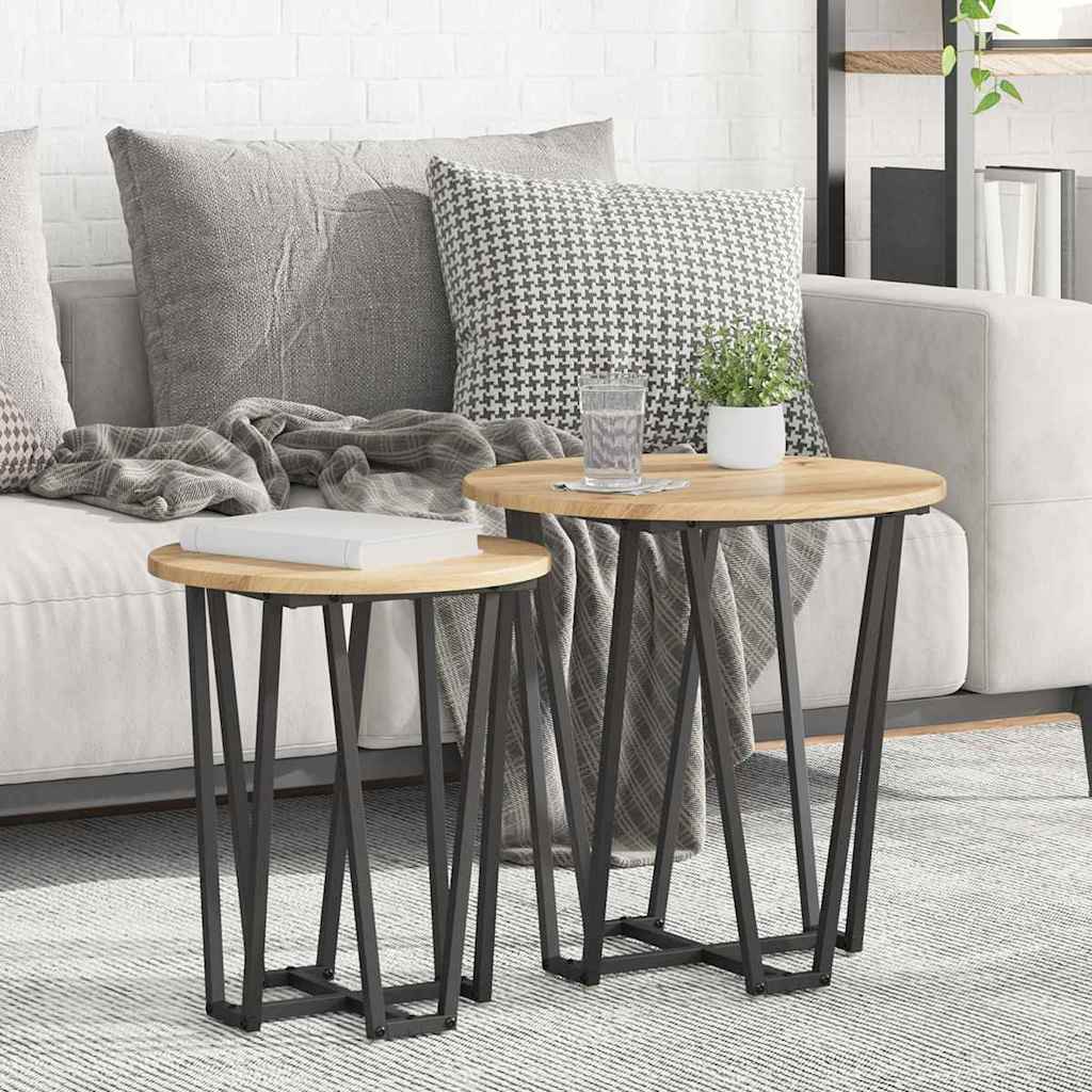 Side Table Set 2 Pcs Artisan Oak & Black