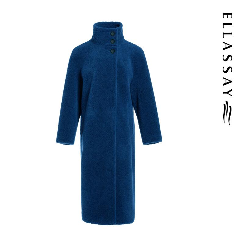 ELLASSAY Women's Minimalist 100% Wool Stand Collar Long Coat