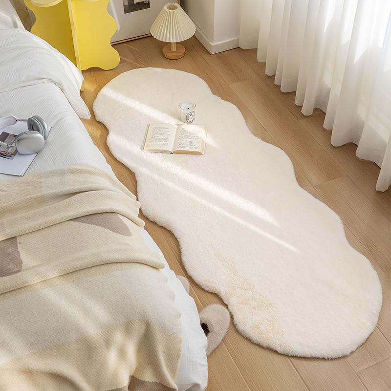 

Мягкий белый коврик из искусственного кроличьего меха - Плюшевый полиэстер с низким ворсом, уютный и удобный для декора спальни, офиса или гостиной, уютный домашний декор 60 * 120cm