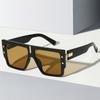 Luxury Brand Designer Flat Top Square Sunglasses Women For Men Vintage Oversized Popular Big Frame Sun Glasses Rivet Shades