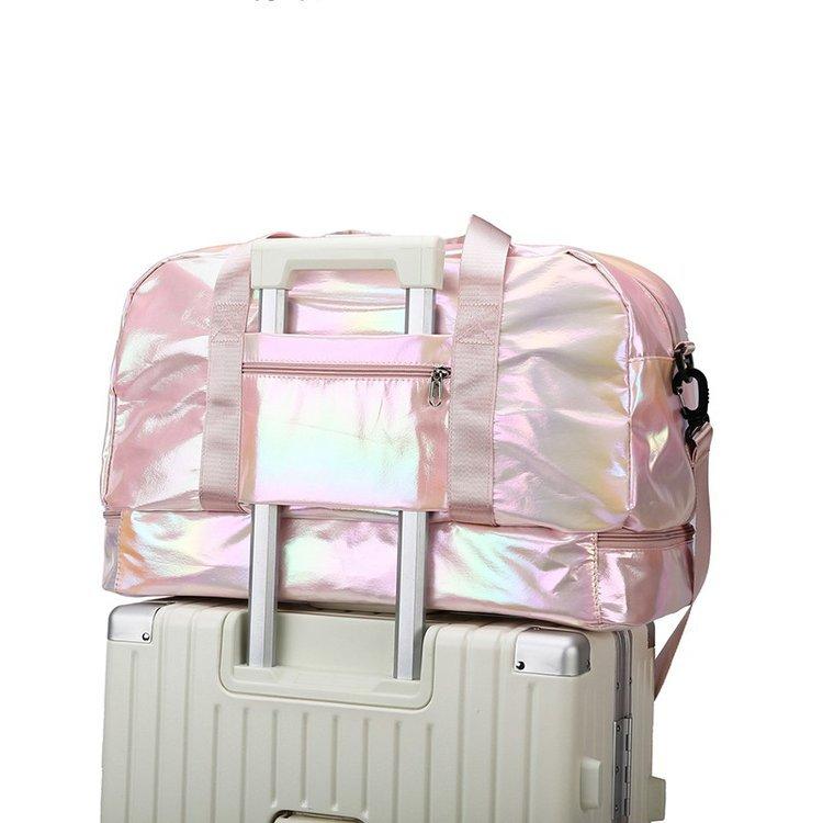 Pearlescent sports and fitness bag, travel bag, large-capacity colorful short-trip luggage bag, yoga bag