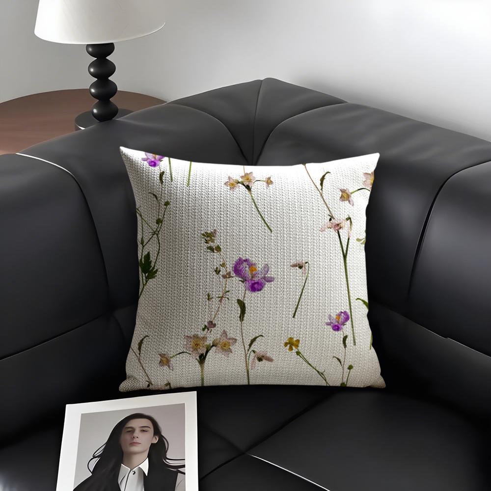 Classic A-Allsaints Floral Cushion Cover Summer Linen Organic Fabric Double-Sided Printing Sofa Pillow Case Home Decor