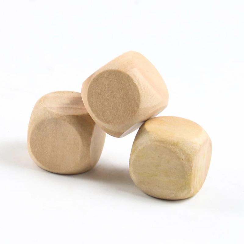 15PCS/30PCS 20mm Wood Dice 6 Sided Blank Wood Dice Party Family DIY Games Printing Engraving Board Game Education Accessories