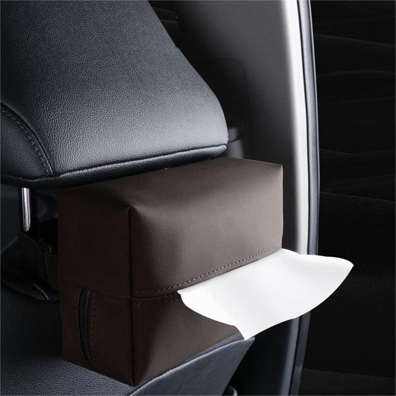 

Napa Leather Car Tissue Box Armrest Organizer Hanging Sun Visor Car Drawer Napkin Bag for Vehicle Interior коричневый