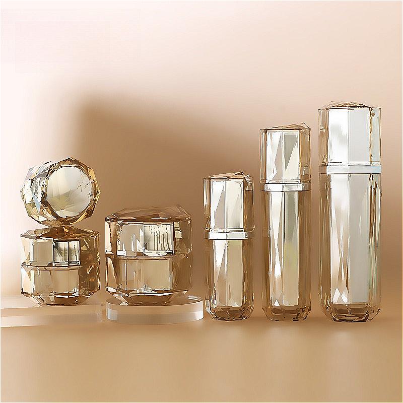 Acrylic Diamond Set Bottle Cosmetic 30/50/100ml Press Essence Lotion Dispensing Bottle 15/30/50g Acrylic Cream Bottle