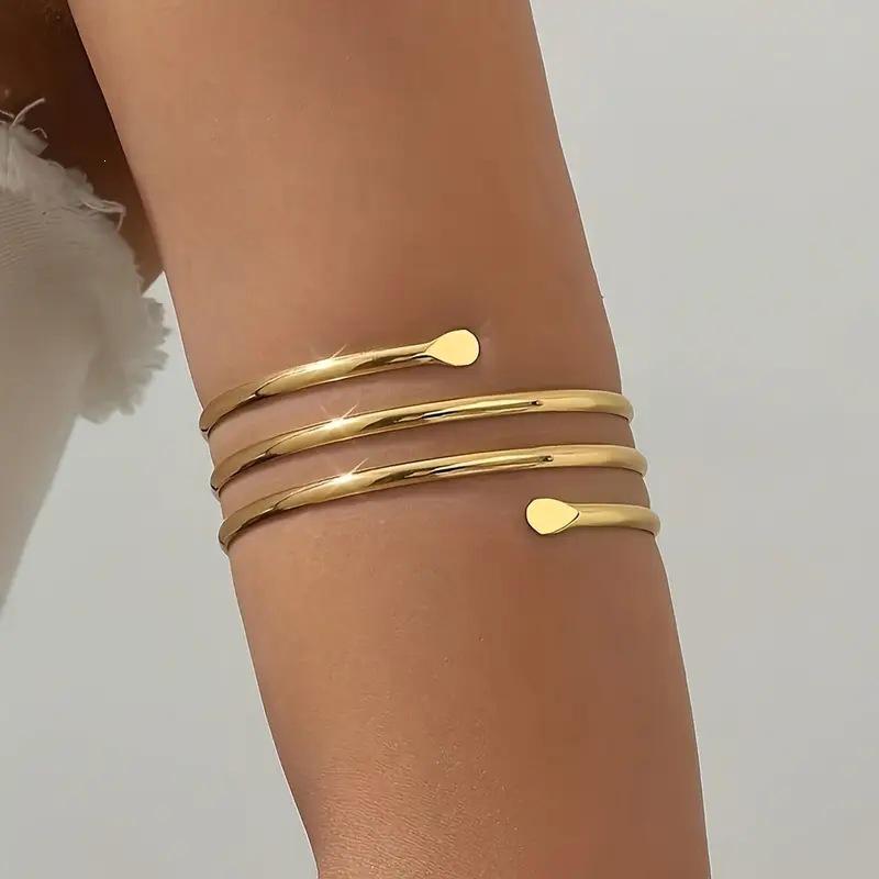 Chic Multi-Circle Smooth Metal Armband - Trendy Open Hip Hop Design