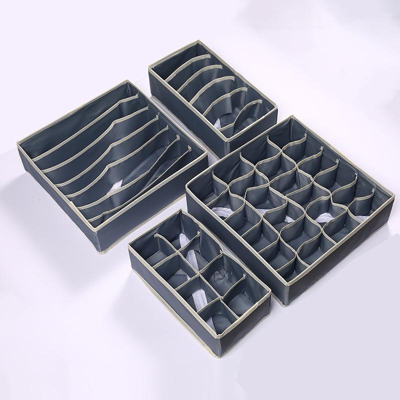2026 Bedroom storage box - foldable dust-proof organizing storage set of four pieces - fabric style