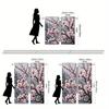 2pcs Cherry Blossom Print Curtains - Light Filtering, Rod Pocket Design, Polyester Microfiber, Floral Pattern for Living Room &