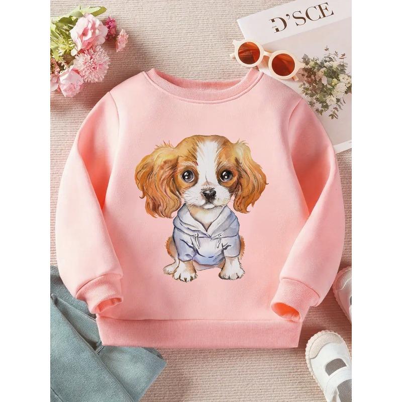 Kids Sweatshirt Watercolor Illustration Print Long Sleeve Crewneck Sweatshirt - Soft Casual Pullover Top , Fall Winter Clothing