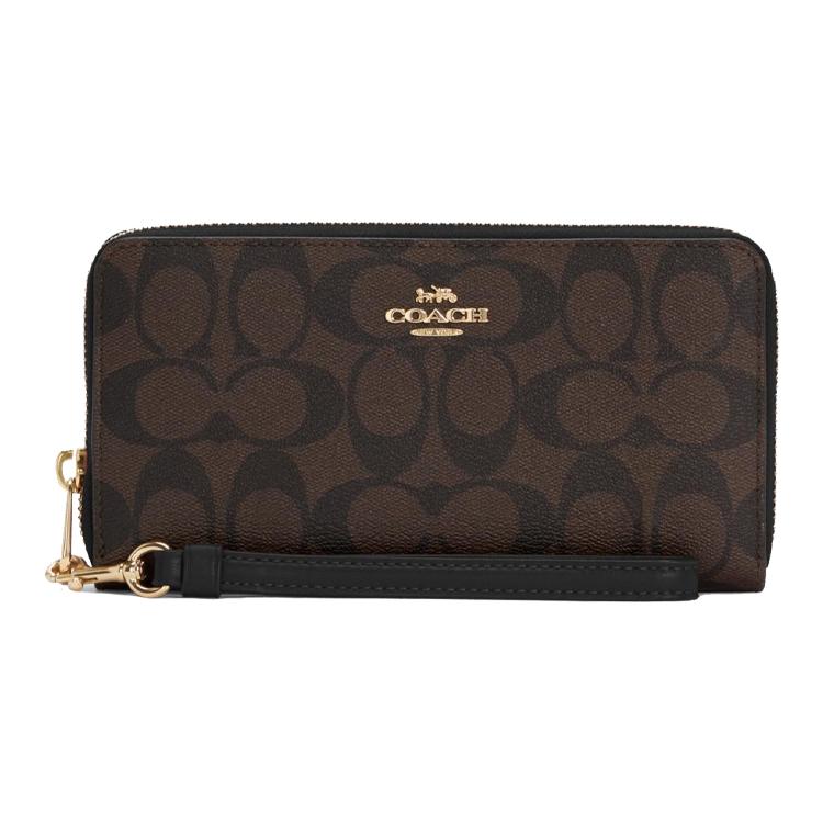 

Новый кошелек-клатч COACH на молнии из монограммной канвы с кожаной отделкой, обычный женский, черный и коричневый, монограмма C4452-IMAA8 19.1*2.5*9.9CM