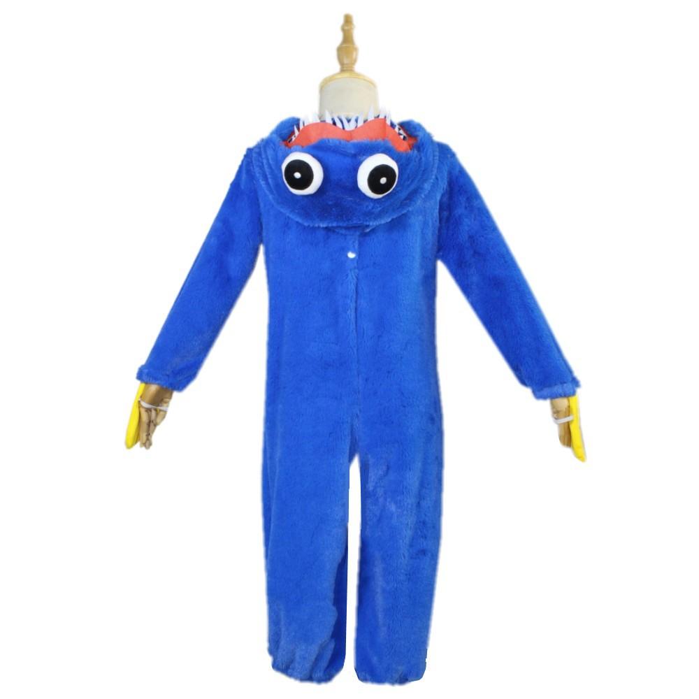 Halloween Blue Mouth Monster Onesie Huggy Wuggy Playing Costume Time Game Jumpsuit Kigurumi Plush Toy Children's Party Christmas Gift