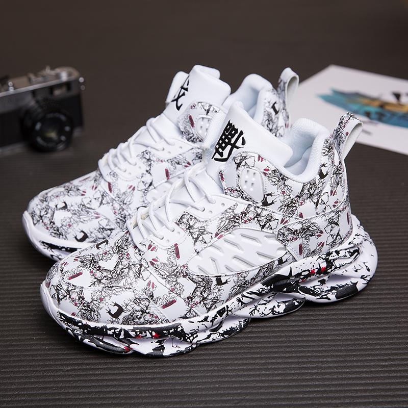 Fashion Graffiti Shoes Mens Outdoor Shoes Sports Running Shoes PU Leather
