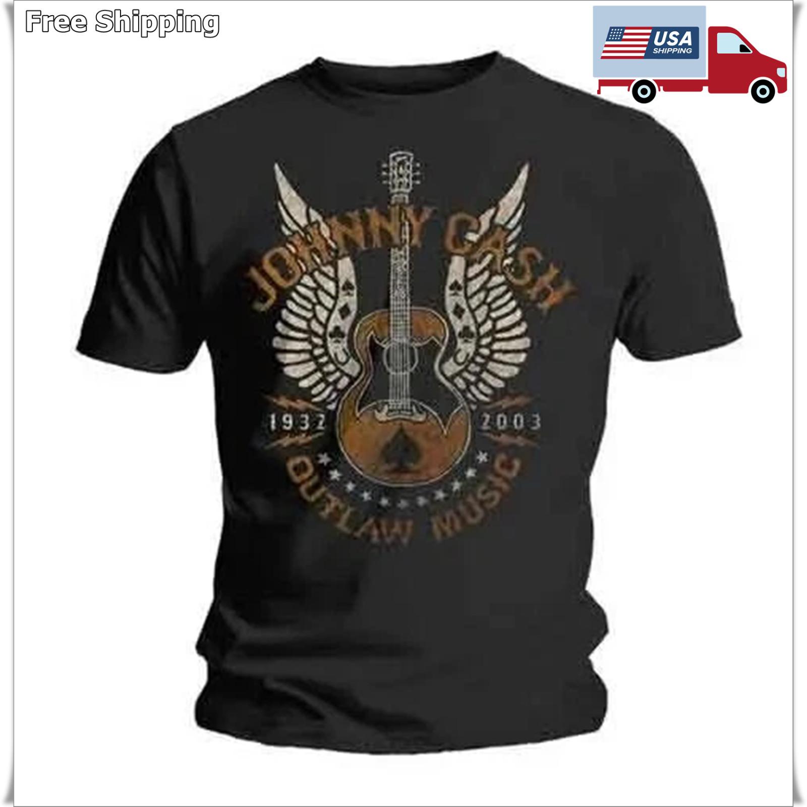 Johnny Cash 1932-2003 Outlaw Music Guitar Wings Graphic T-Shirt, Size S-5XL XL