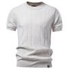 AIOPESON Men's 100% Cotton T-Shirt Wide Striped Crew Neck Smart Casual Old Money Vintage Tee Breathable Summer Knit Top