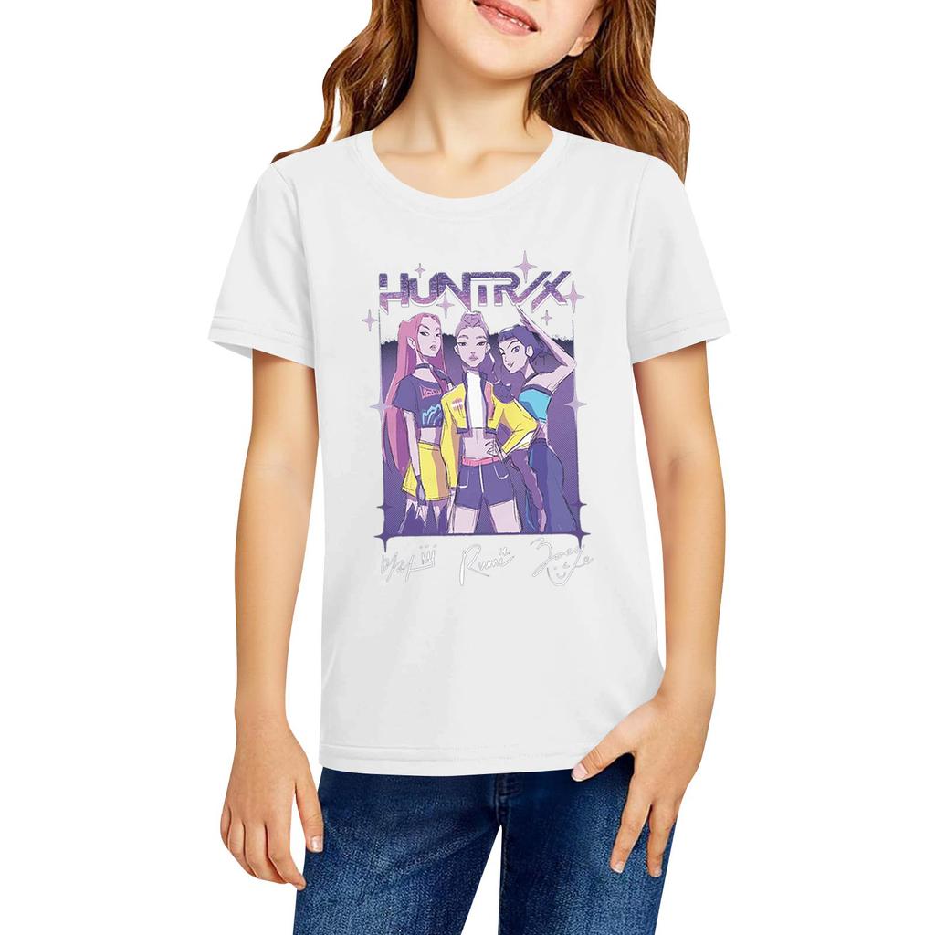 Fashionable Round Neck Short Sleeve Work Clothes Printed Tops For KID Summer Tops