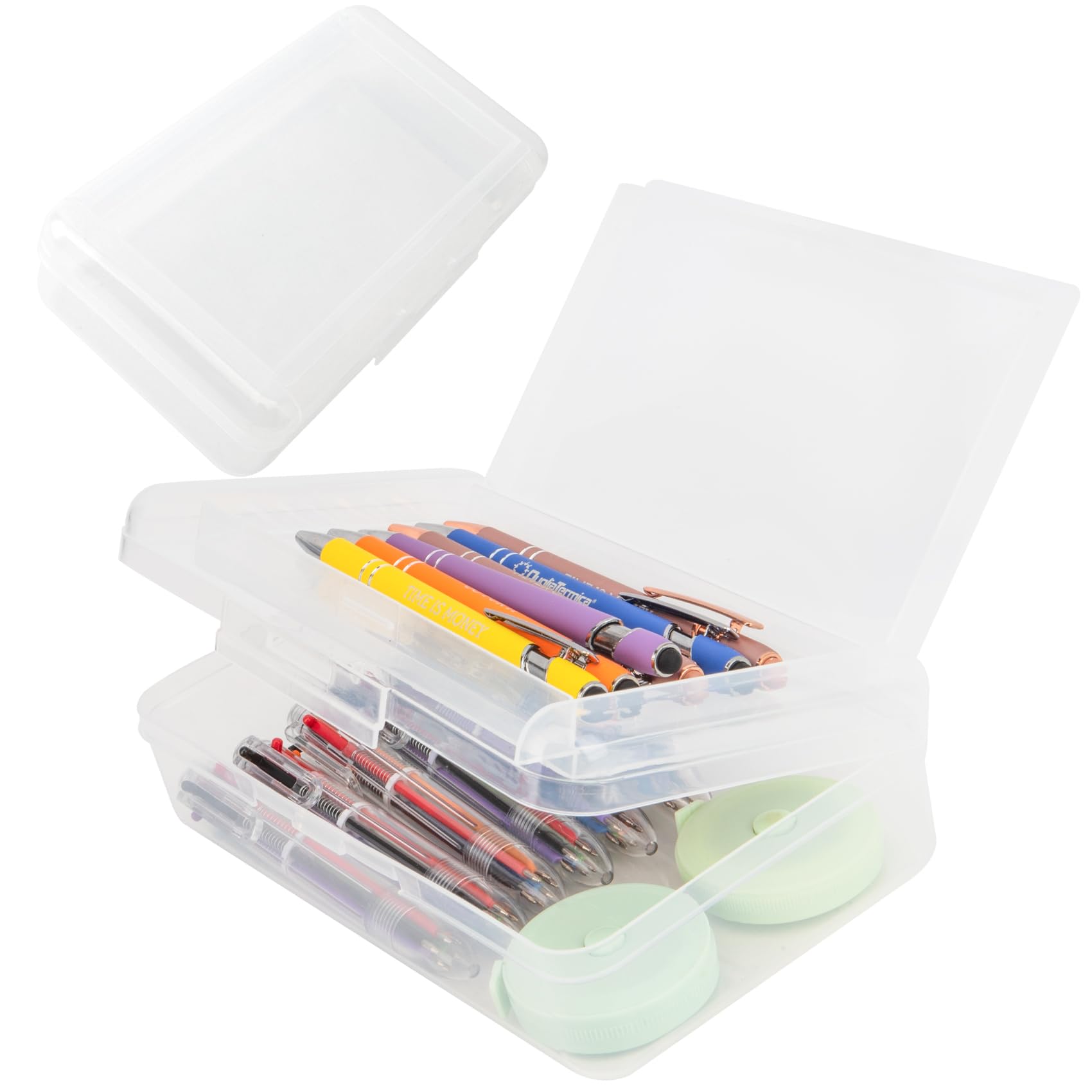 

Pencil Organizer Box Lightweight Hard Pen Case Double Layer Pencil Case Smooth Edge Snap-Tight Lid Pencil Case For School Kids белый