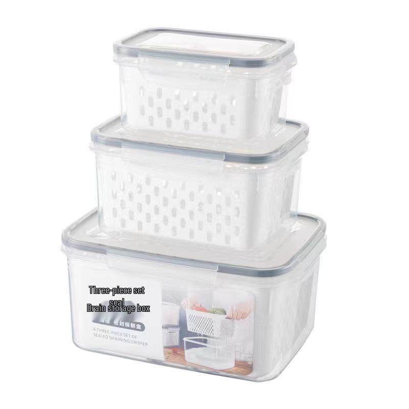 Rectangular Transparent Food-Grade Plastic Storage Box with Lid for Refrigeration