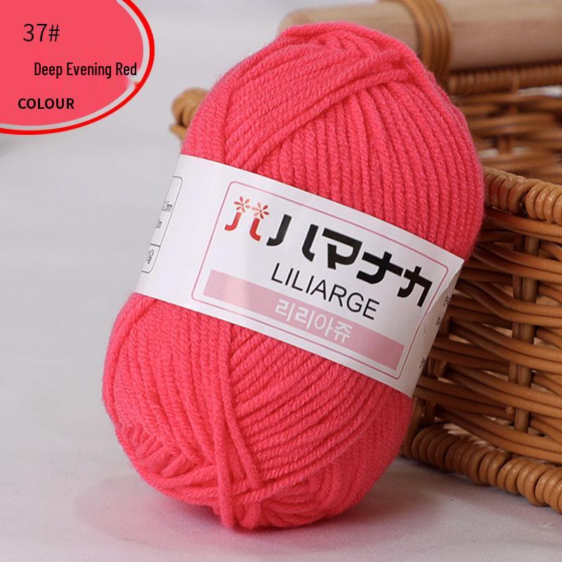 Korean Baby Milk Cotton Yarn: 4-Strand Crochet & Hand Knitting Yarn for Dolls, Infants, and Children.