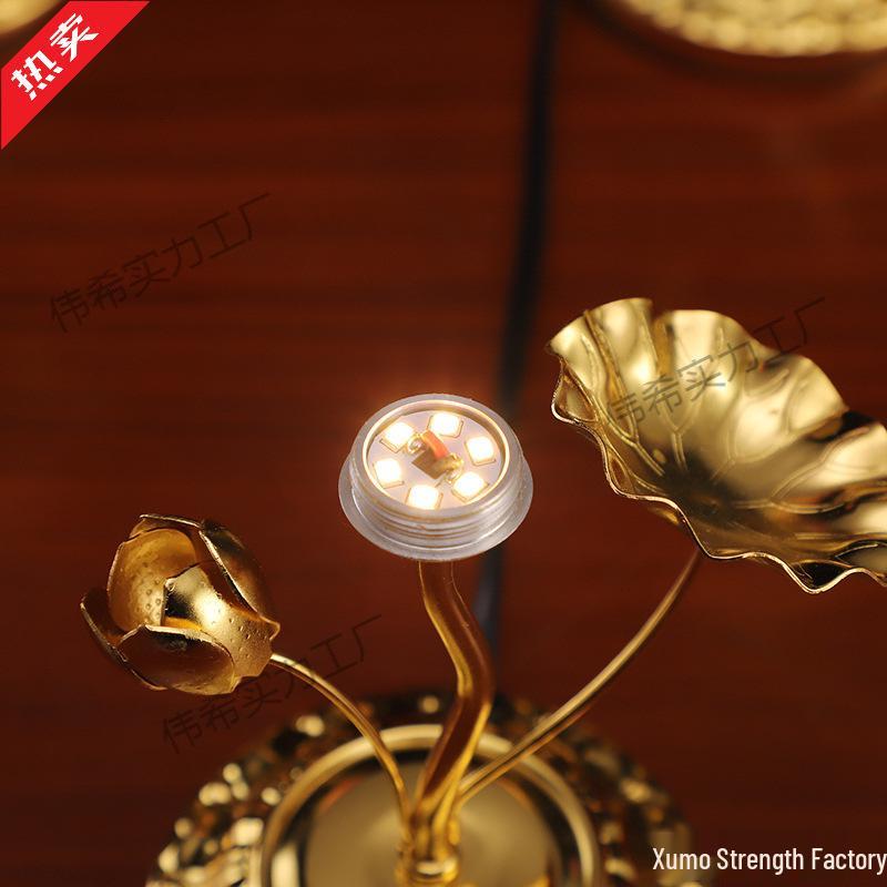 Lotus Lantern Copper Alloy Seven-Color Offering Lamps - Pair
